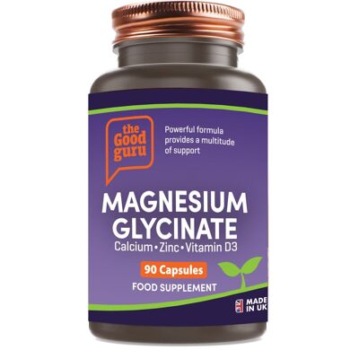 Magnesiumglycinat, Zink, Kalzium und D3 – vegan – 90 Kapseln im Glas