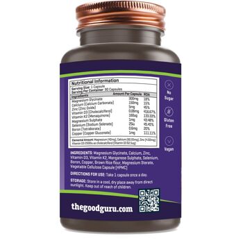 Glycinate de magnésium, zinc, calcium et D3-vegan-Pot de 90 capsules 2