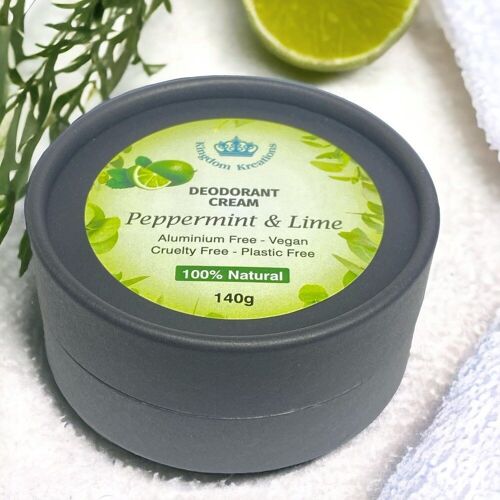 100% Natural Handmade Deodorant with Peppermint and Lime Essential Oils