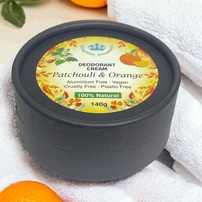 Deodorante fatto a mano naturale al 100% con patchouli e oli essenziali di arancia
