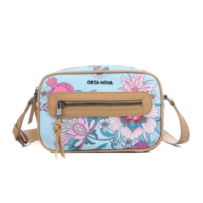 ORTA NOVA Bolso Bandolera Palmi Flor 2 Azul Claro