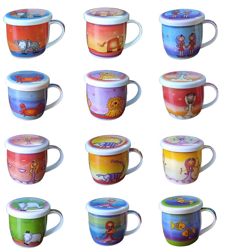 Tazza in ceramica "ZODIAC" con coperchio in confezione regalo MM-616