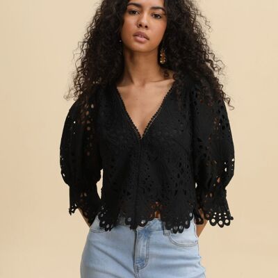 Selena guipure lace crop blouse - 81010