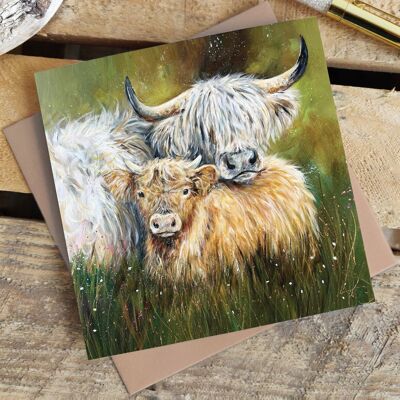 Family of Cows Greetings Card