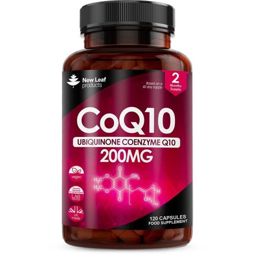 CoQ10 200mg - Co Enzyme Pure Ubiquinone CQ10 Of Coenzyme Q10 120 Vegan Capsules
