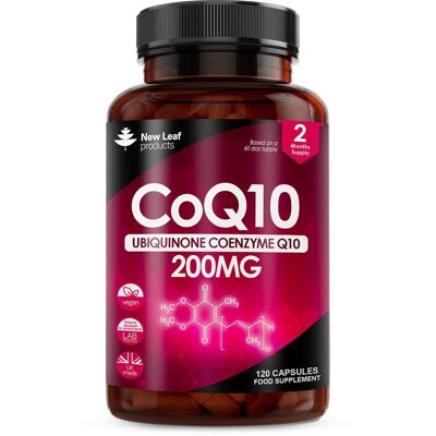 CoQ10 200mg - Coenzima ubichinone puro CQ10 del coenzima Q10 120 capsule vegane