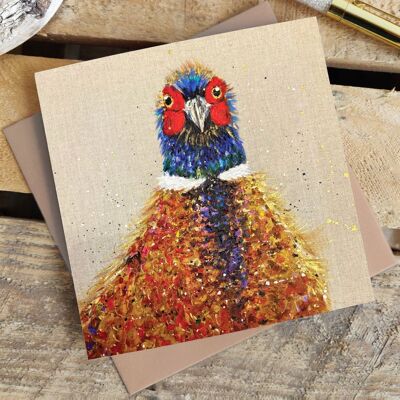 Linen Pheasant Greetings Card