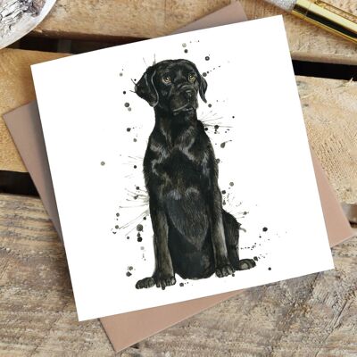 Splatter Black Labrador Greetings Card