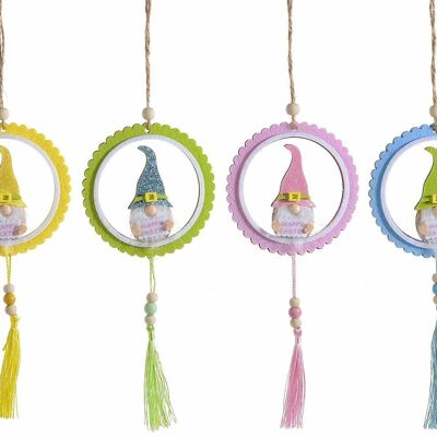 Décorations en bois et tissu avec gnome et pendentif à suspendre