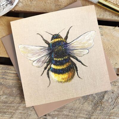 Carte de vœux d’abeille en lin