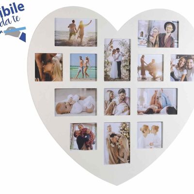 White wooden heart photo frame to hang