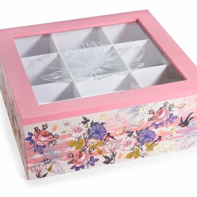 Spice/tea boxes in wood and glass 9 compartments "Foulard" 14zero3