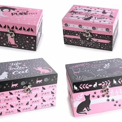 Cajas de madera con cierre de gancho "Pretty Cats" en juego de 2 piezas 14zero3