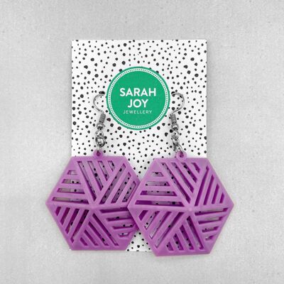 Large Stripe Hexagon Earrings