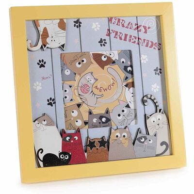 Holz-Fotohalter / Rahmen zum Aufstellen „Funny Cats“, Design 14zero3