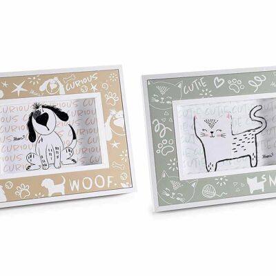 „Woof & Meow“ Holz-Fotorahmen / Fotohalter zum Aufstellen 14zero3