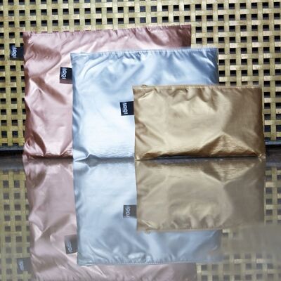 Tasche con zip METALLIZZATE in oro, argento e oro rosa
