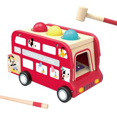 2 in 1 wooden Mickey bus: Xylo and ball tap