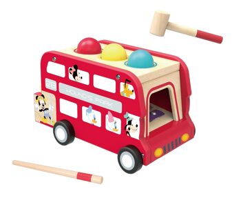 Bus Mickey en bois 2 en 1 : Xylo et tape-balle 1