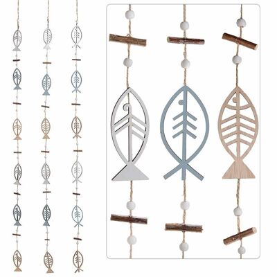 Decorative wooden strings with fish to hang for seaside decor