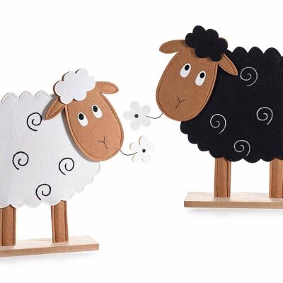 Decorative sheep in wood and cloth with flower to place