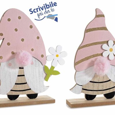 Decorative wooden gnomes to place with flower