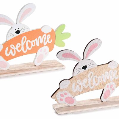 Coniglietti in legno con carota da appoggiare