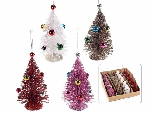 Alberi di Natale da appendere con glitter e decori