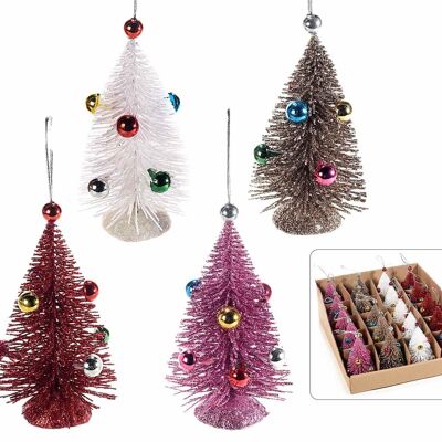 Weihnachtsbäume zum Aufhängen mit Glitzer und Dekorationen