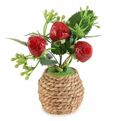 Pots en corde avec fraises des bois artificielles