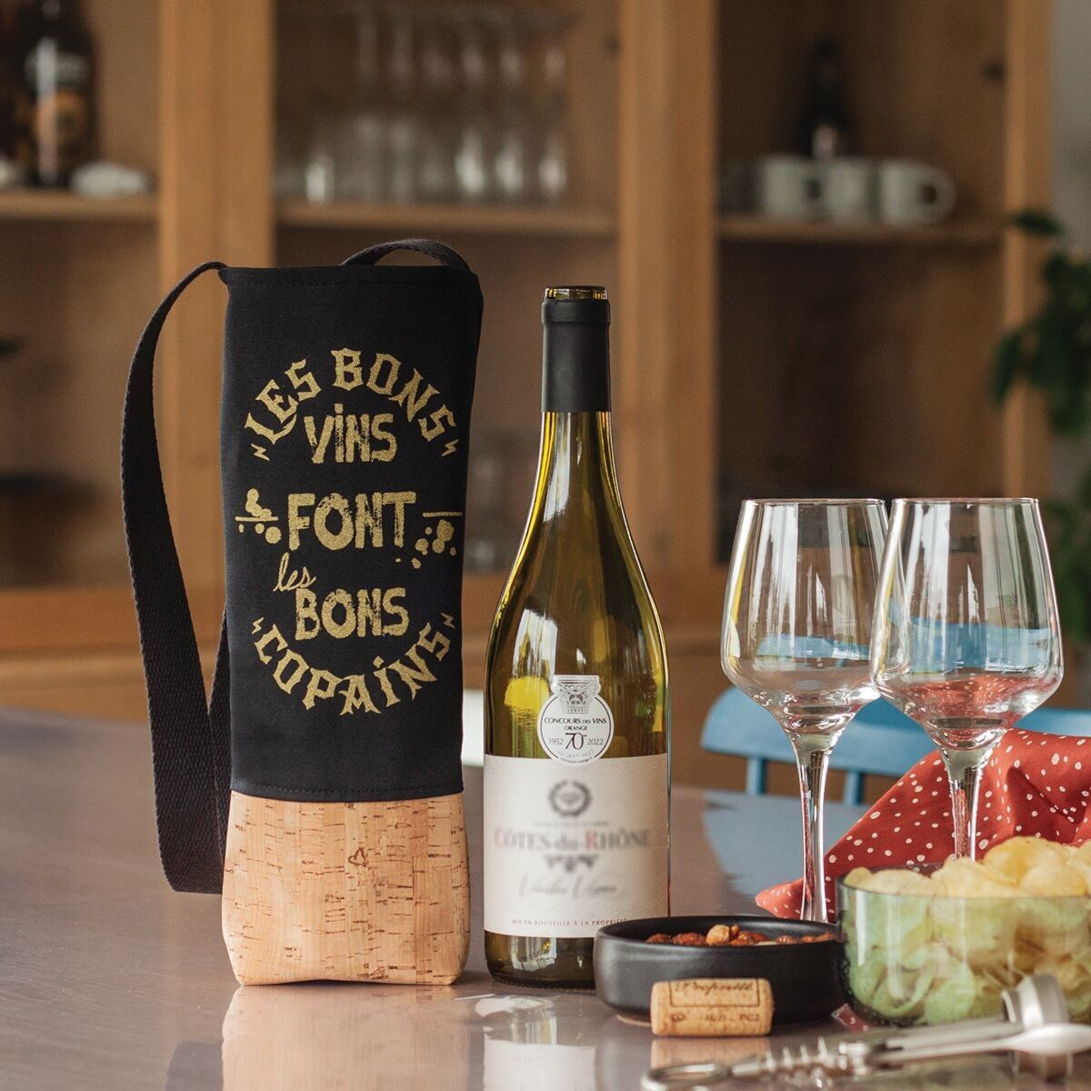 Borsa per vino fatta a mano in cotone e sughero COPAIN