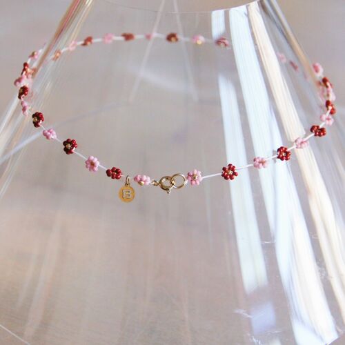 Daisy flower necklace - lilac/bordeaux