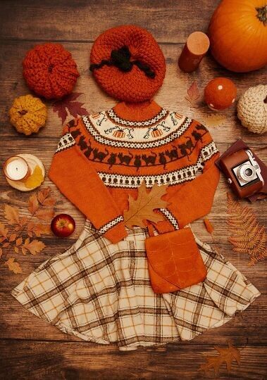 Jersey de gatos y calabazas, otoño Halloween lana acrílica