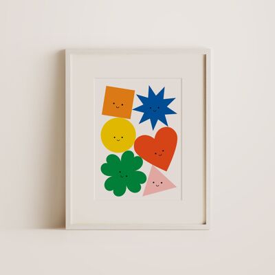 Happy Shapes - Wall Decor Art Print