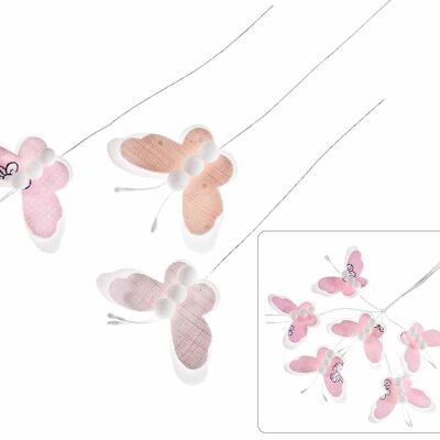Decorative fabric butterflies with moldable stems