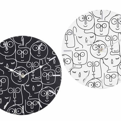 Horloges murales avec visages stylisés en bois à suspendre 14zero3