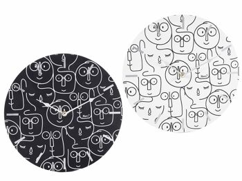 Horloges murales avec visages stylisés en bois à suspendre 14zero3