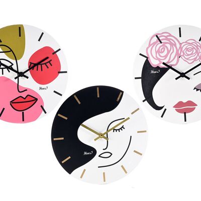 Horloges murales en bois avec décoration "Visage de femme" à suspendre 14zero3