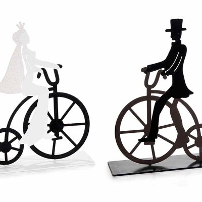 Schwarz-weiße Fahrraddekoration aus Metall für Braut und Bräutigam