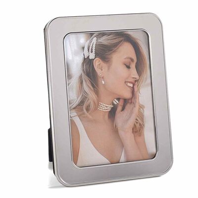 Mirror effect metal photo holder to stand on