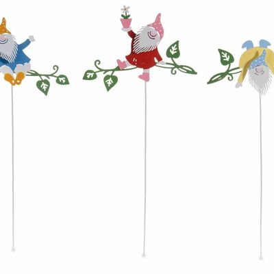 Nains de jardin décoratifs sur bâton en métal coloré