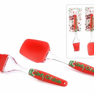 Utensilios de cocina navideños, espátula de silicona y pincel con adornos Goloso Natale diseño 14zero3