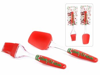 Ustensiles de cuisine de Noël, spatule et pinceau en silicone avec décorations Goloso Natale design 14zero3