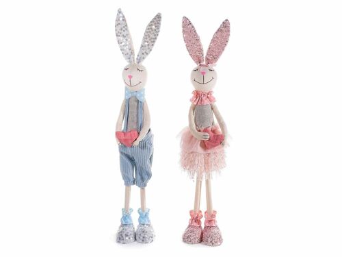 Conigli decorativi in stoffa con cuore decorativo