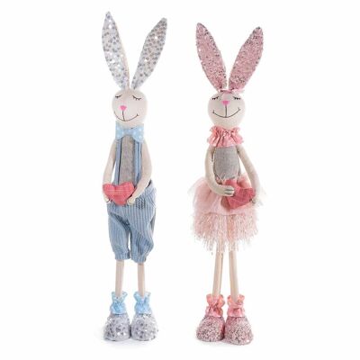 Decorative fabric rabbits with decorative heart