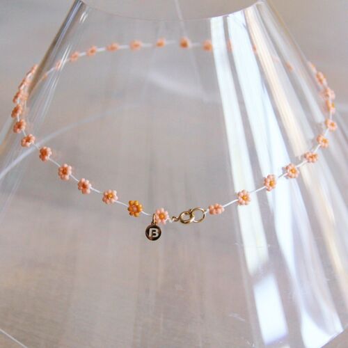 Daisy flower necklace – salmon pink/orange