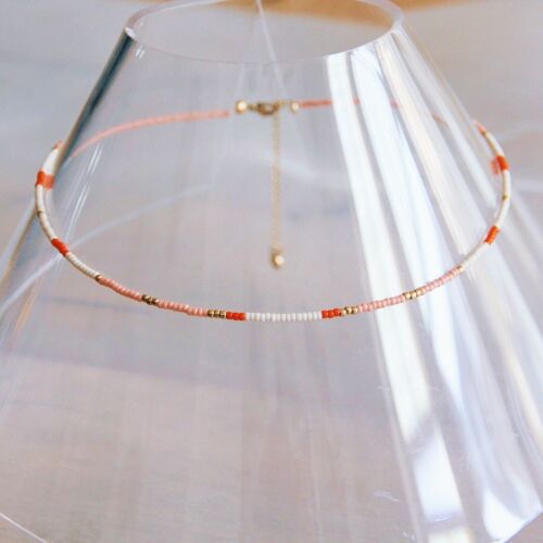 Beaded necklace nude/salmon/orange