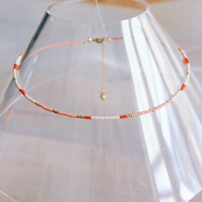 Collier perles nude/saumon/orange