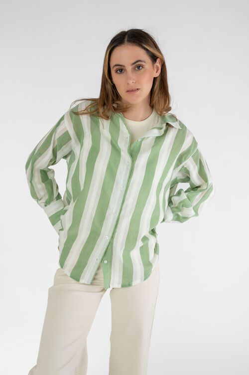 Oversized Streifen Bluse aus überwiegend Bio-Baumwolle