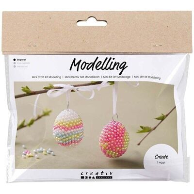 Kit per modellare fai da te - Uova di perle - Colori pastello - 2 pz